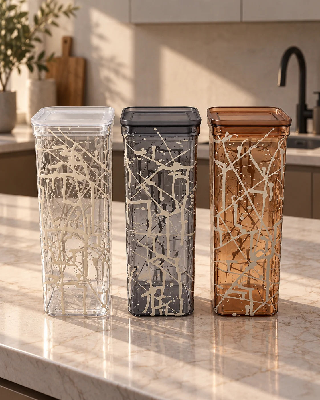 SET 3 CONTENITORI RETTANGOLARI IN PLASTICA 2,1 LT