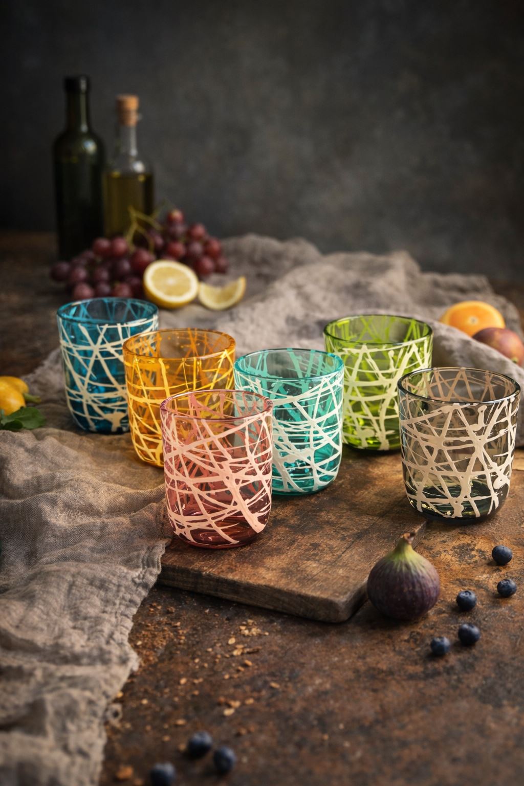 BICCHIERI IN VETRO MULTICOLORE