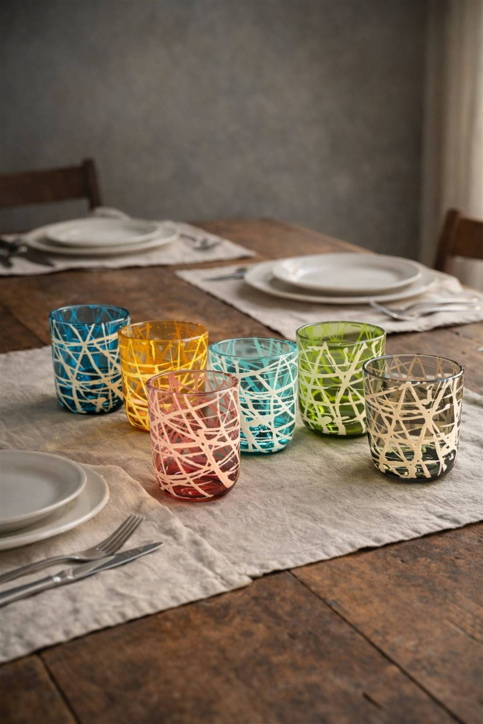 BICCHIERI IN VETRO MULTICOLORE