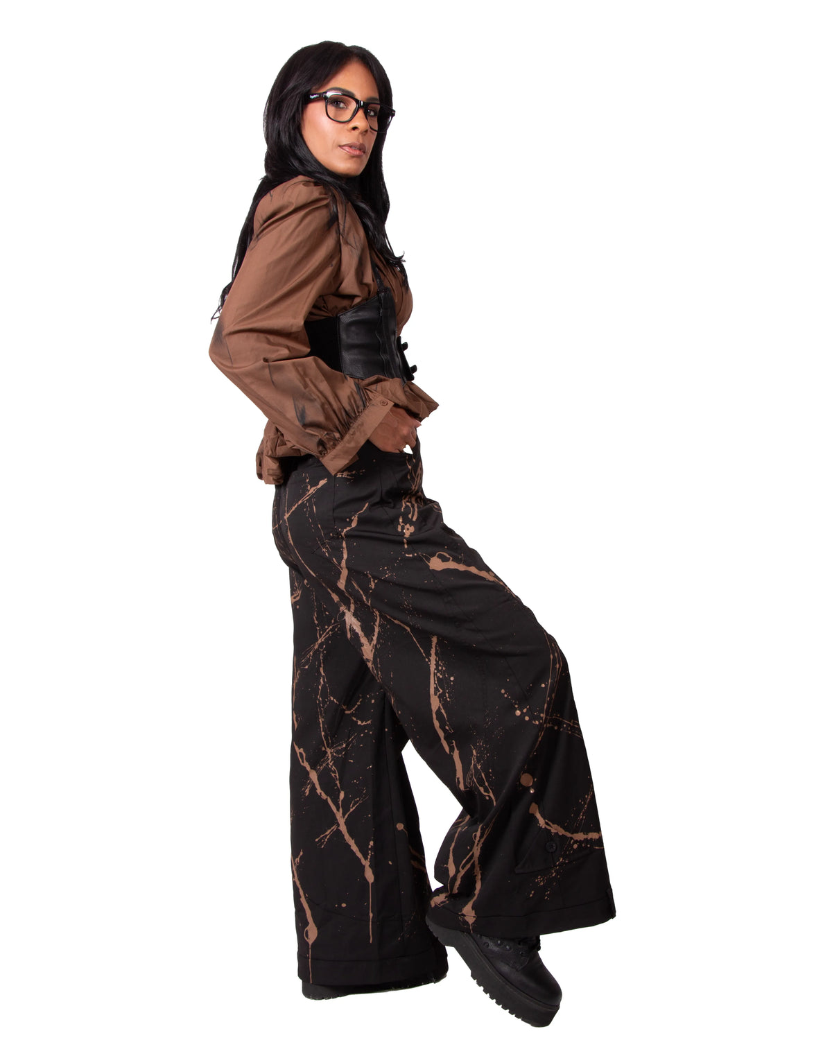 PANTALONE NERO BAGGY ANEMONE