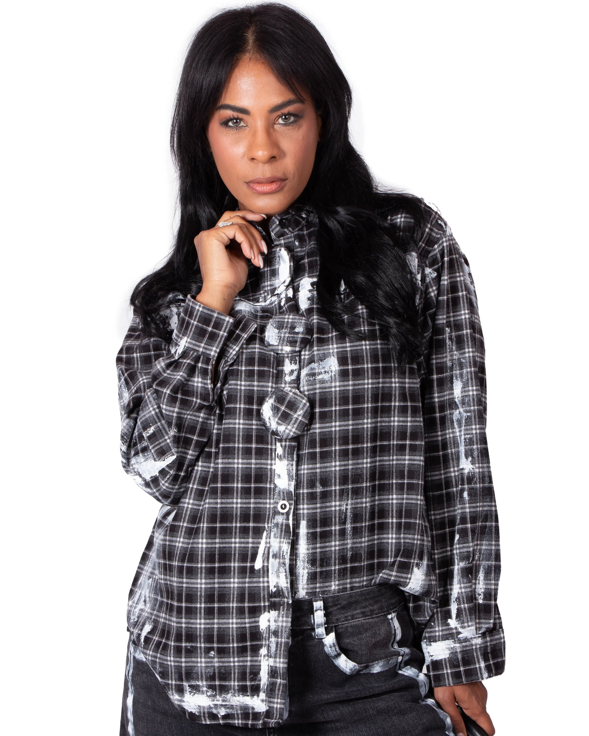 CAMICIA TARTAN NERA GIGLIO