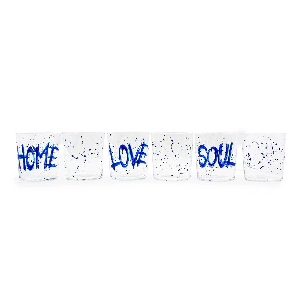BOX BICCHIERI IN VETRO BLU