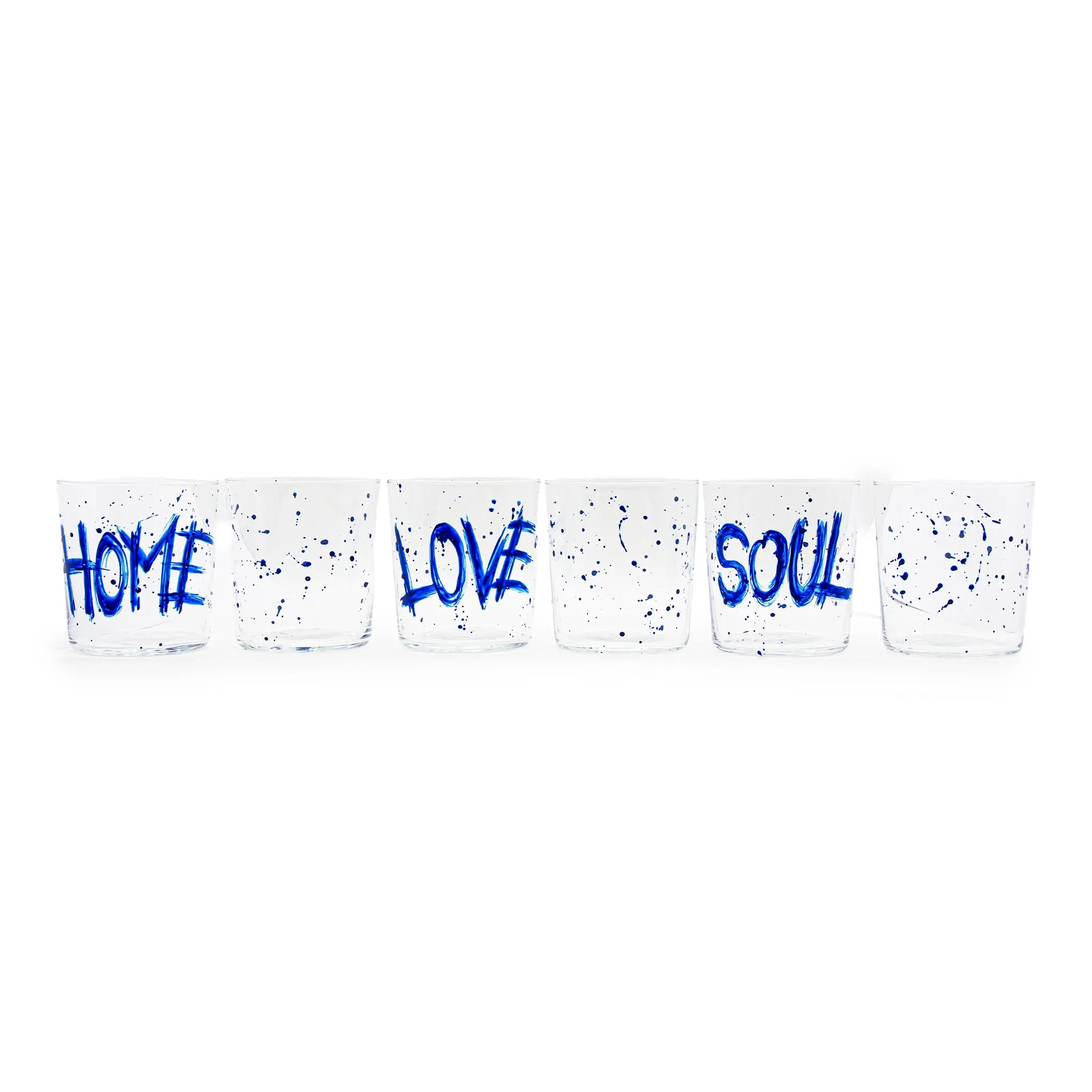 BOX BICCHIERI IN VETRO BLU