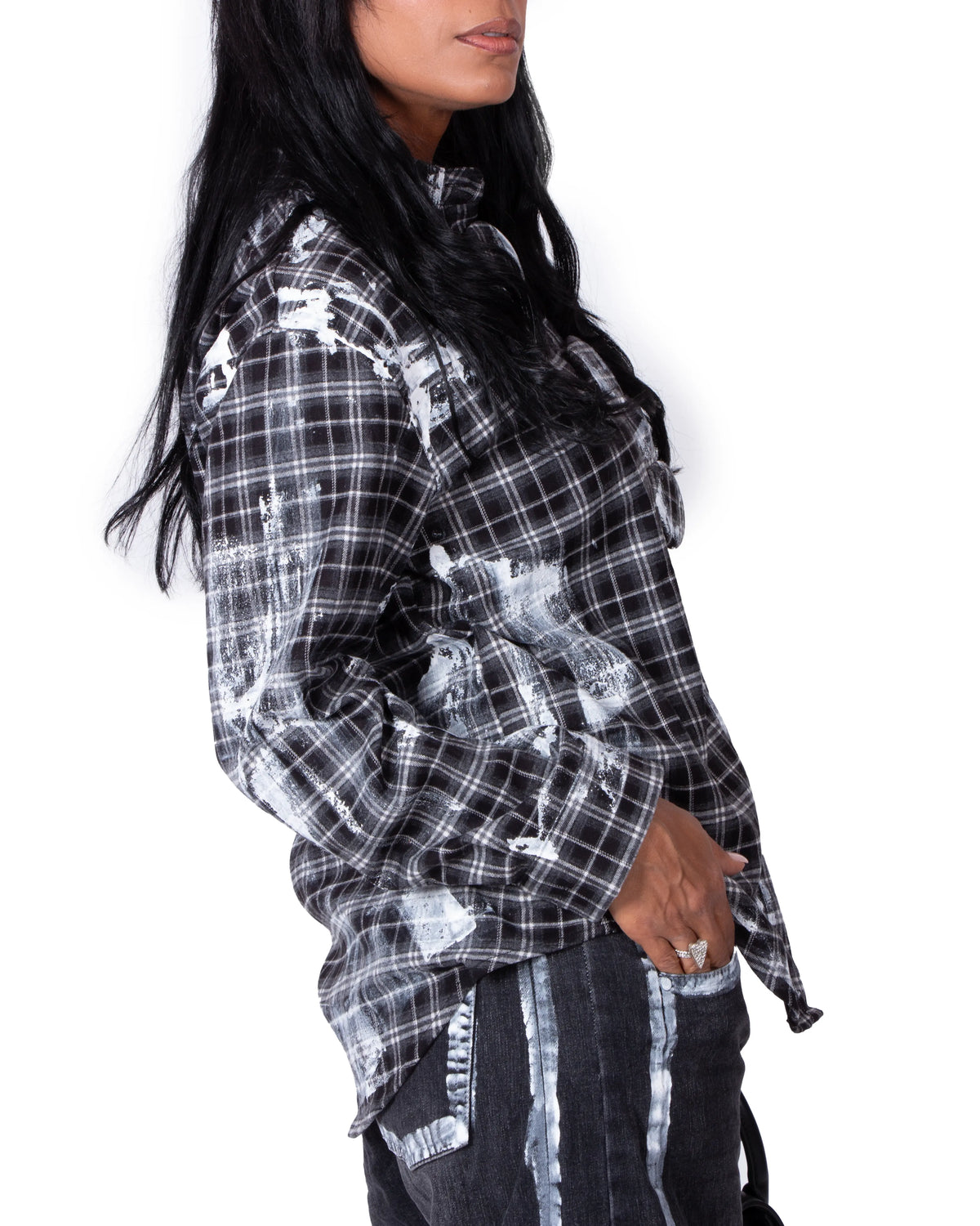 CAMICIA TARTAN NERA GIGLIO
