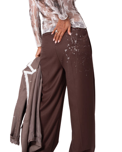 PANTALONE PALAZZO MARRONE VIOLA