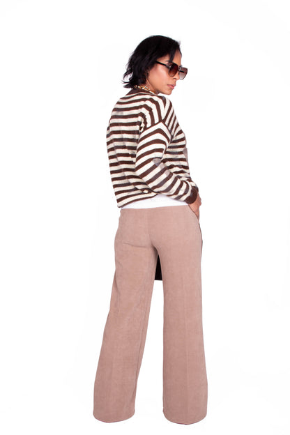 PANTALONI A COSTINE BEIGE EVELYN