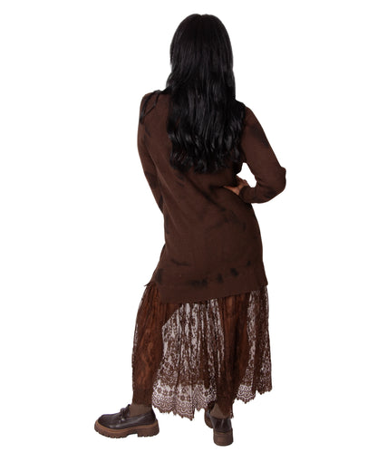 ABITO CON PIZZO MARRONE LOTO