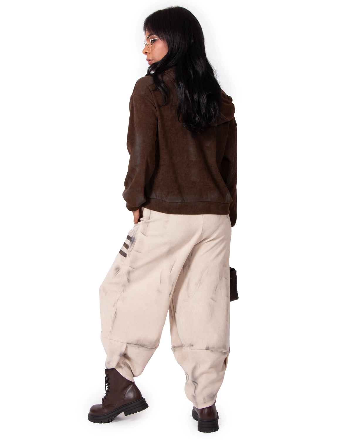 CO-ORD IN VELLUTO MARRONE E PANNA LAVANDA
