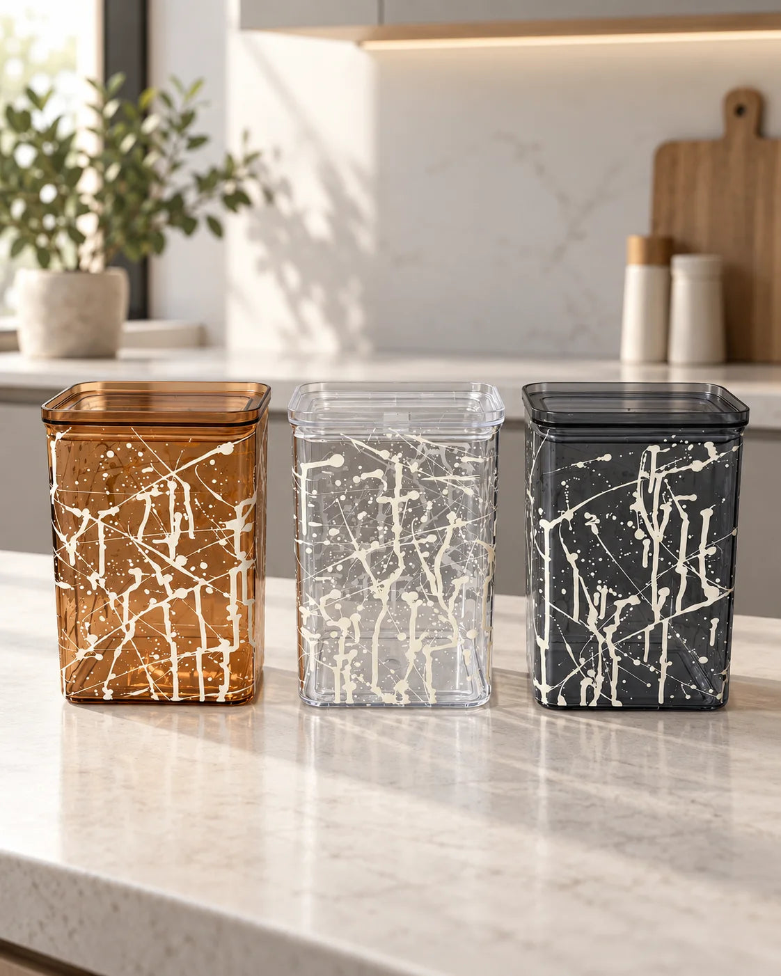 SET 3 CONTENITORI QUADRATI IN PLASTICA 2,1 LT