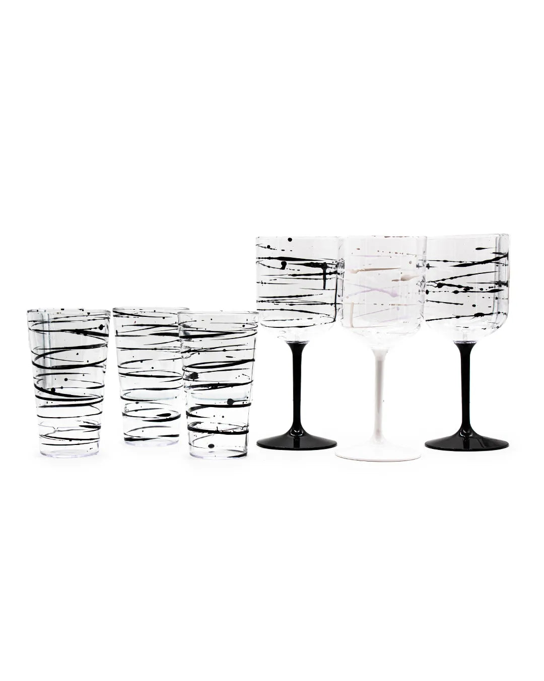 SET BLACK &amp; WHITE PLASTIC