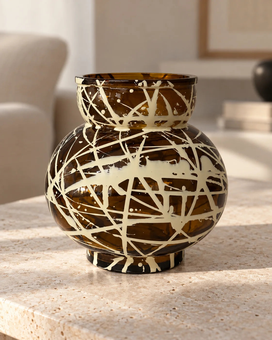 VASO IN VETRO GIALLO A SFERA