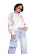 CARDIGAN AZZURRO E BIANCO BENNY
