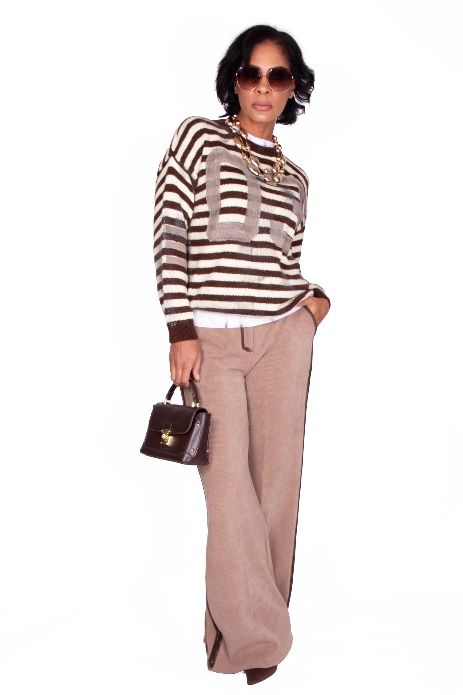 PANTALONI A COSTINE BEIGE EVELYN