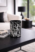 VASO IN VETRO NERO SCHIZZI BIANCHI