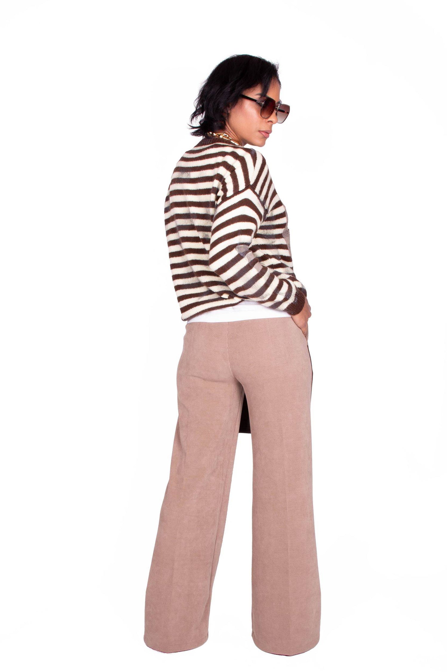 PANTALONI A COSTINE BEIGE EVELYN