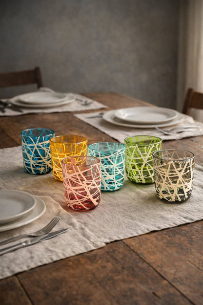 BICCHIERI IN VETRO MULTICOLORE
