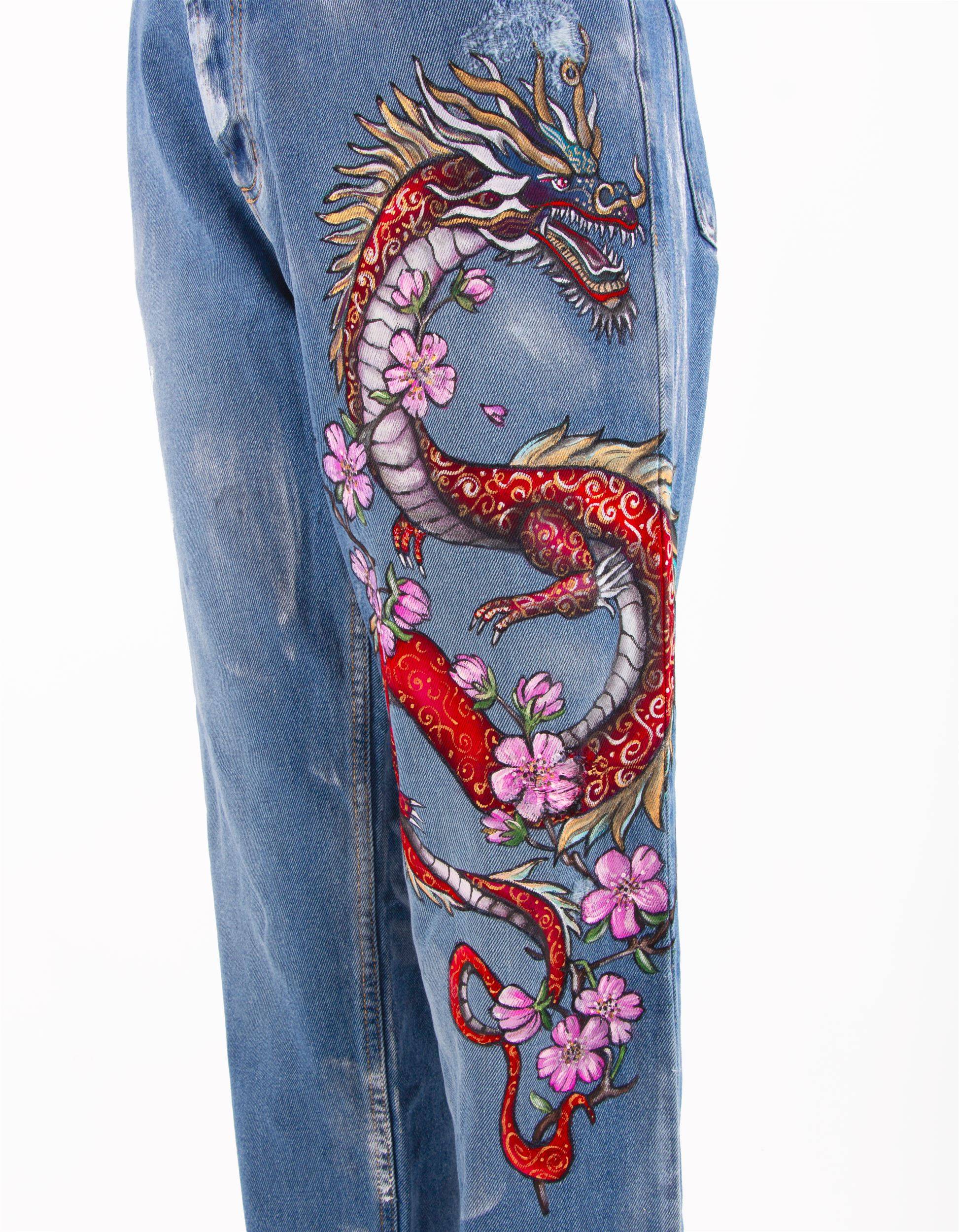 CUSTOM JEANS DRAGON