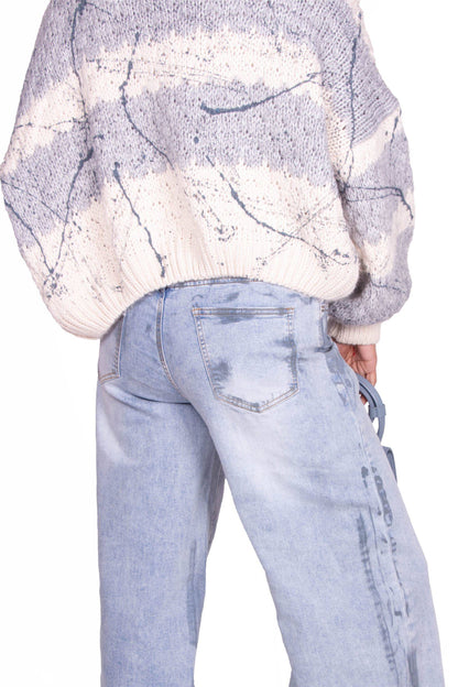 CARDIGAN AZZURRO E BIANCO BENNY
