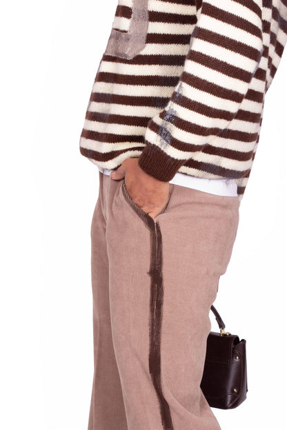PANTALONI A COSTINE BEIGE EVELYN